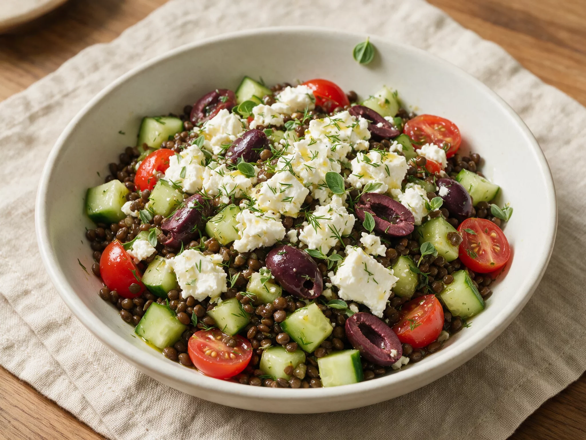 Greek Lentil Salad with Feta, Herbs, and Lemon Dressing