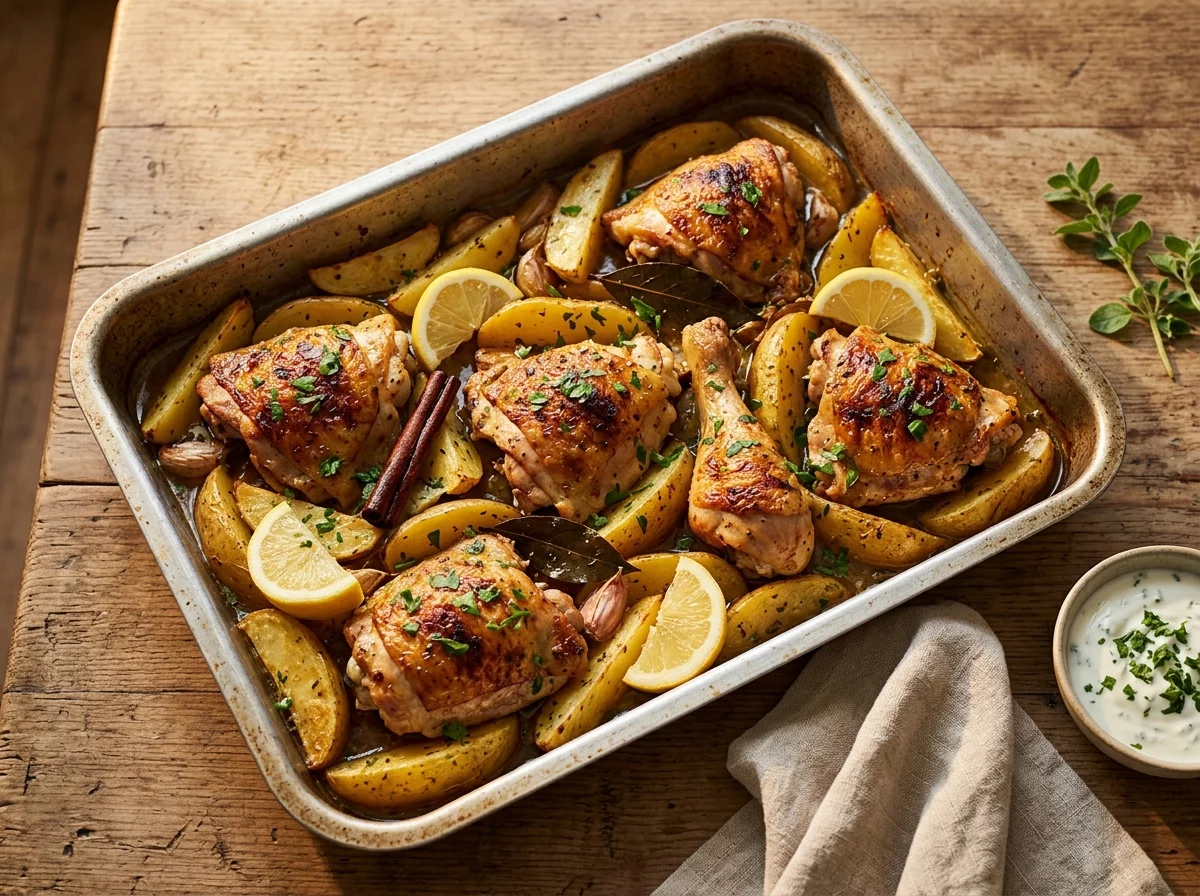Cypriot Chicken and Potato Tray Bake with Lemon and Oregano