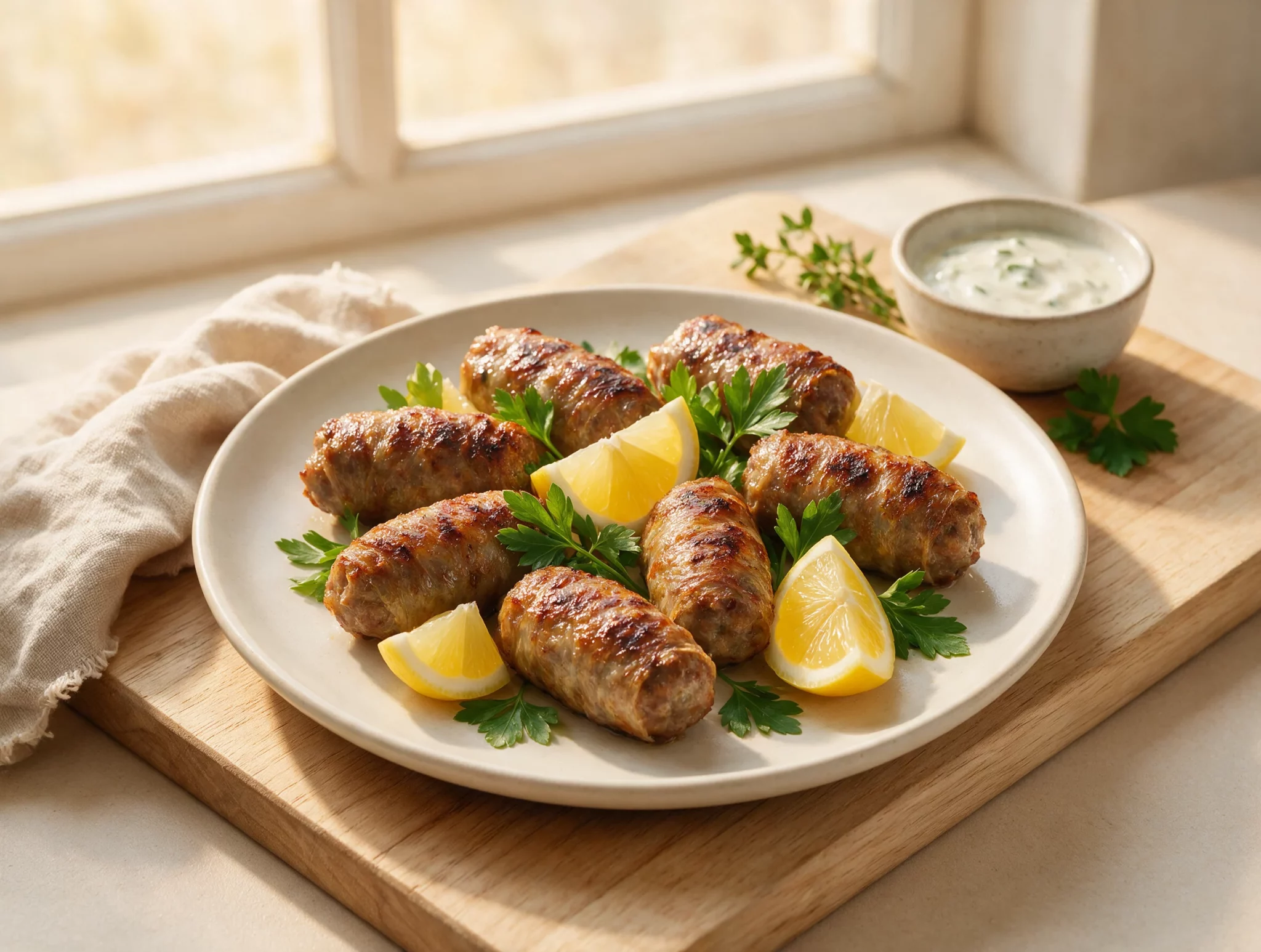 Cypriot Sheftalia: Grilled Pork and Onion Sausages