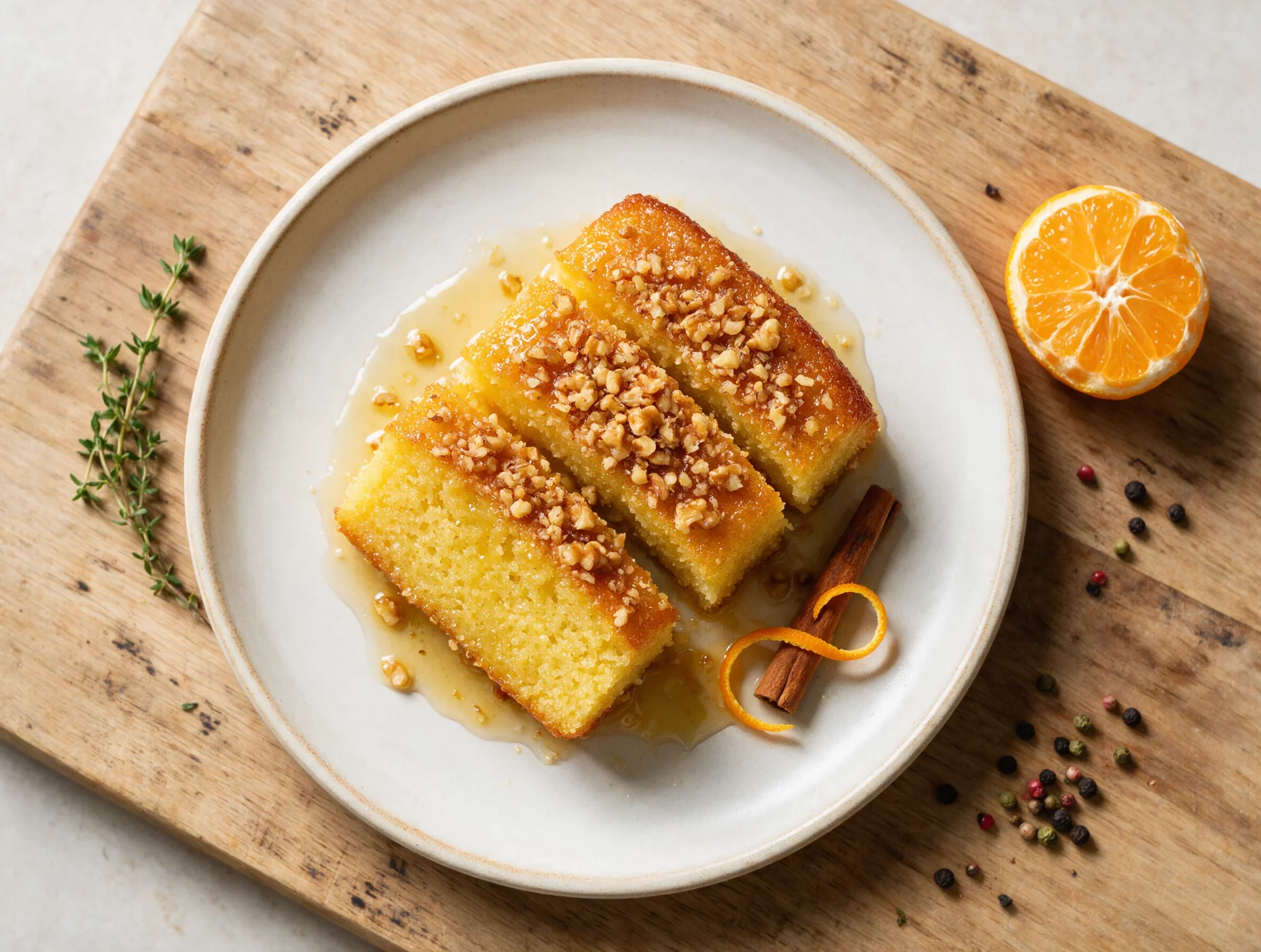 Baked Greek Honey Cake with Walnuts and Lemon Syrup