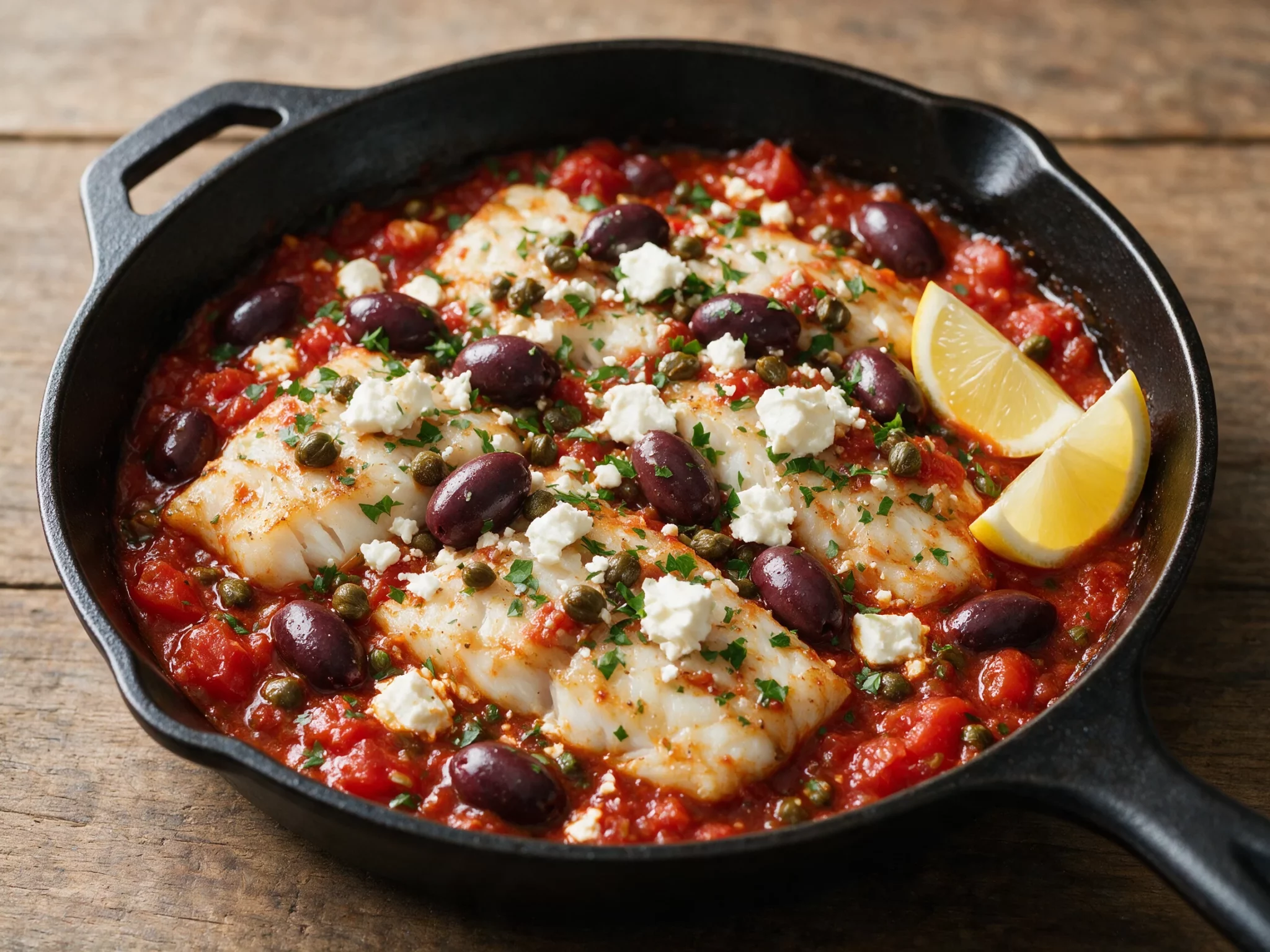 Mediterranean Baked Fish with Tomatoes and Olives