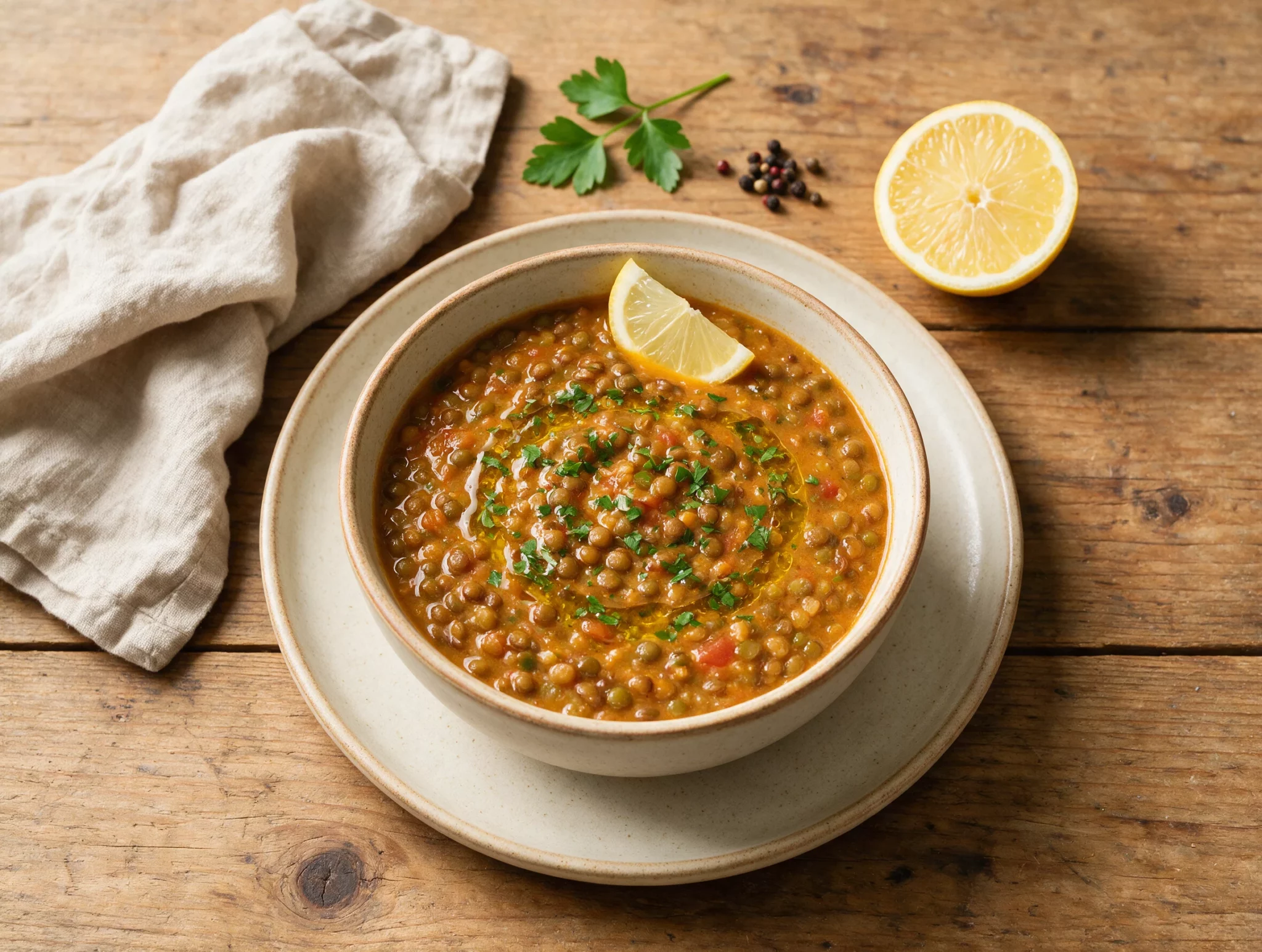 Simple Mediterranean Lentil Soup with Lemon and Cumin