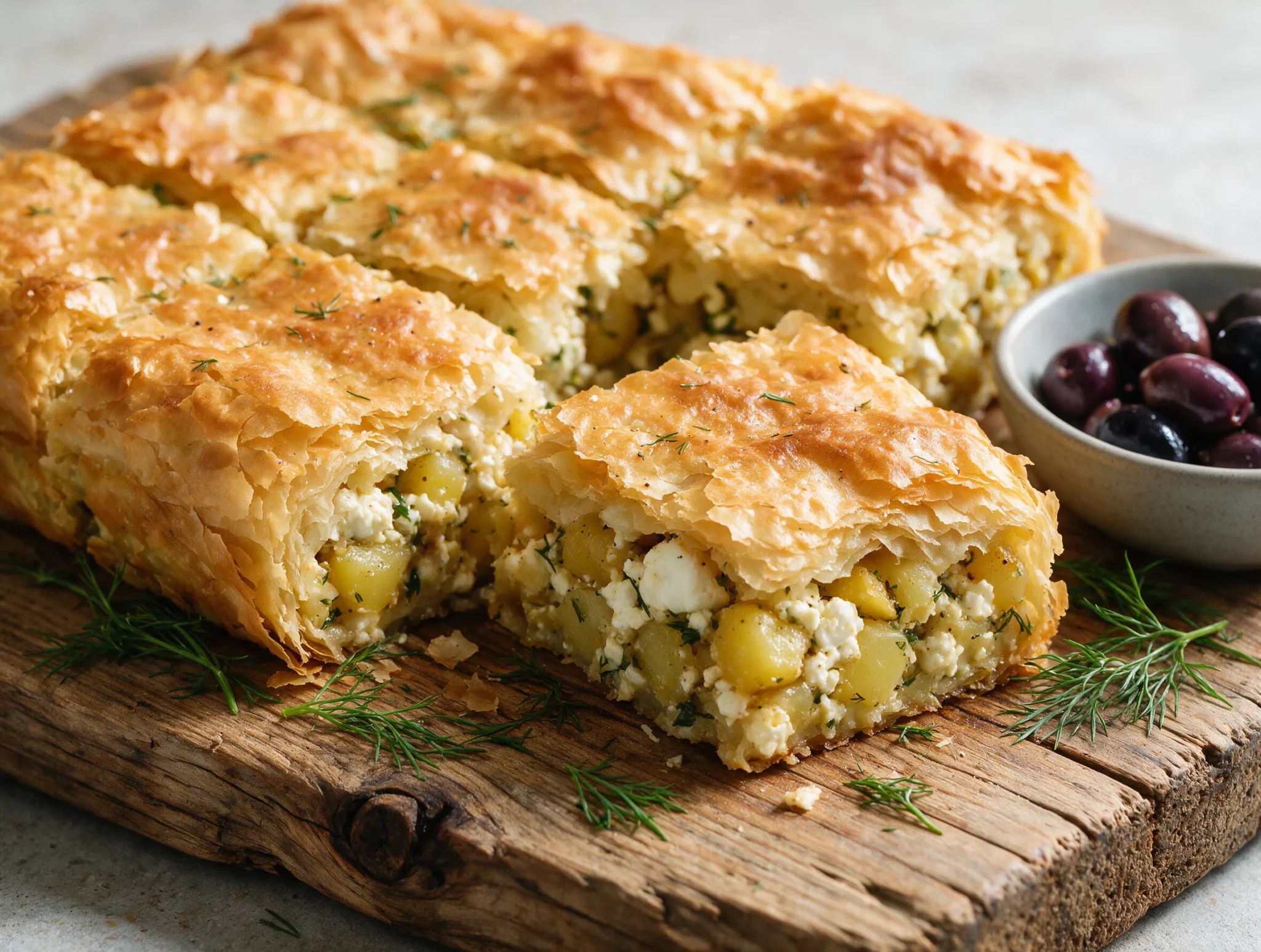 Crispy Greek Potato and Feta Pie with Phyllo Crust