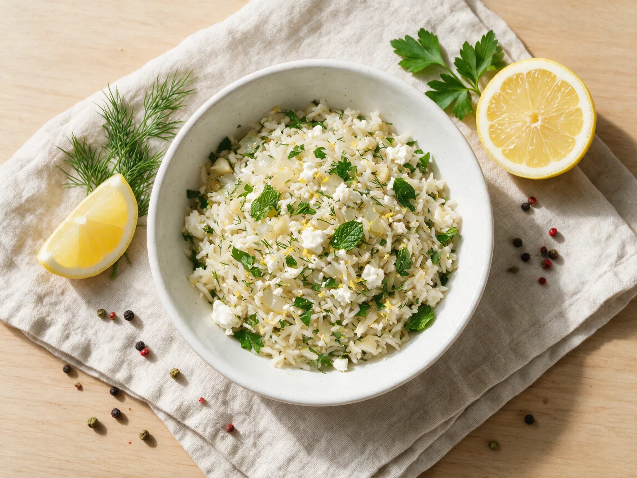 Bright Lemon Herb Rice, Simple Mediterranean Style