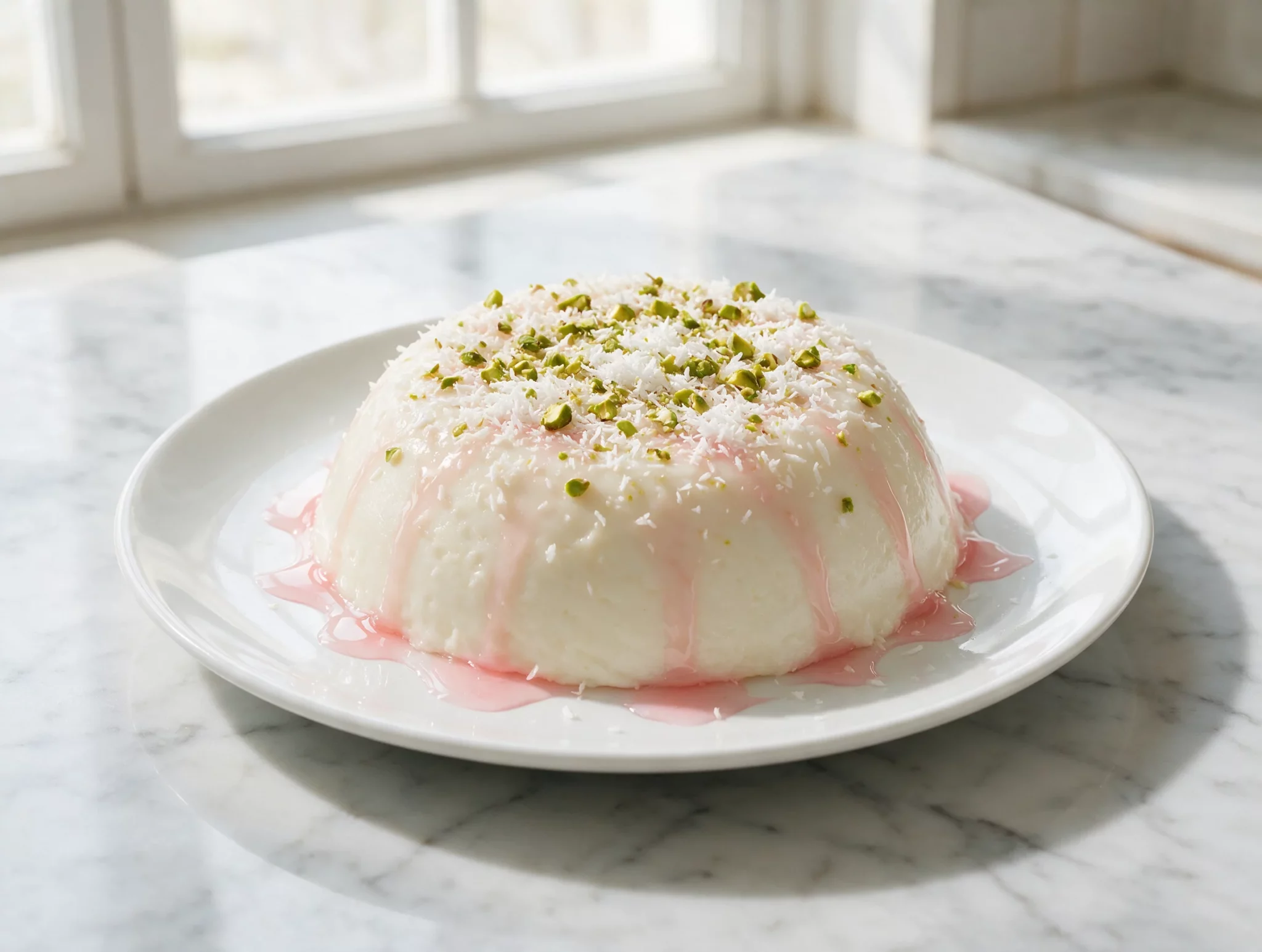 Cypriot Mahalepi Pudding with Rosewater and Coconut