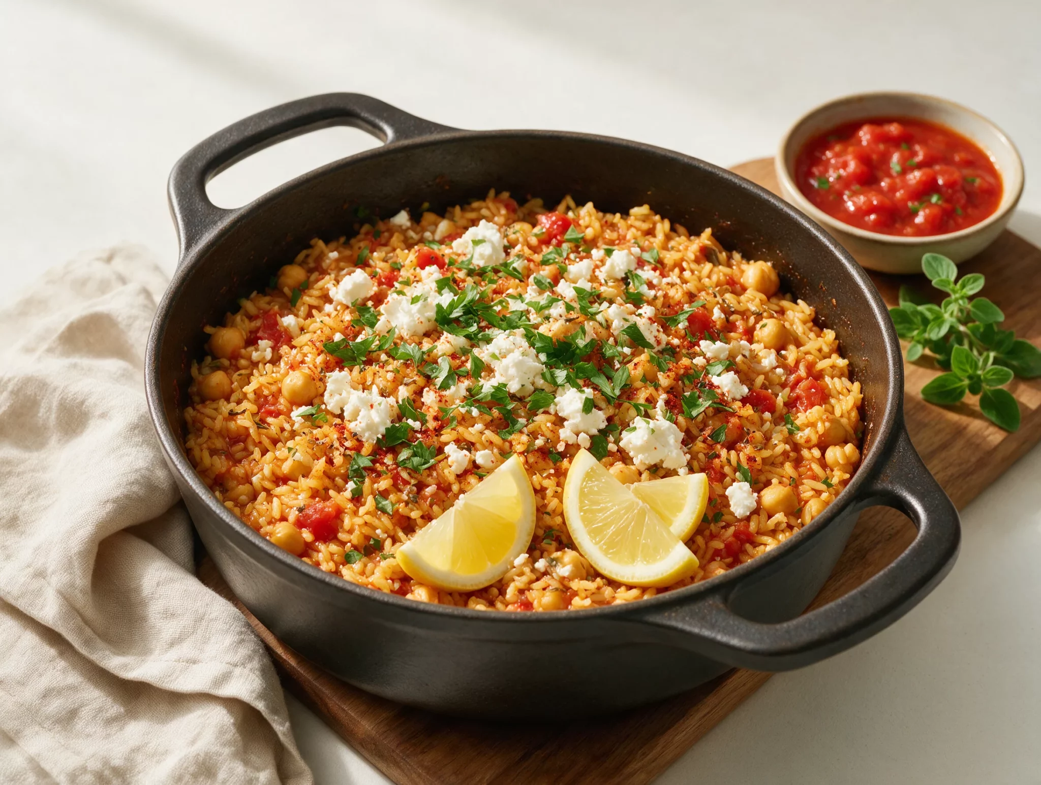 Easy One-Pot Mediterranean Tomato Rice with Chickpeas