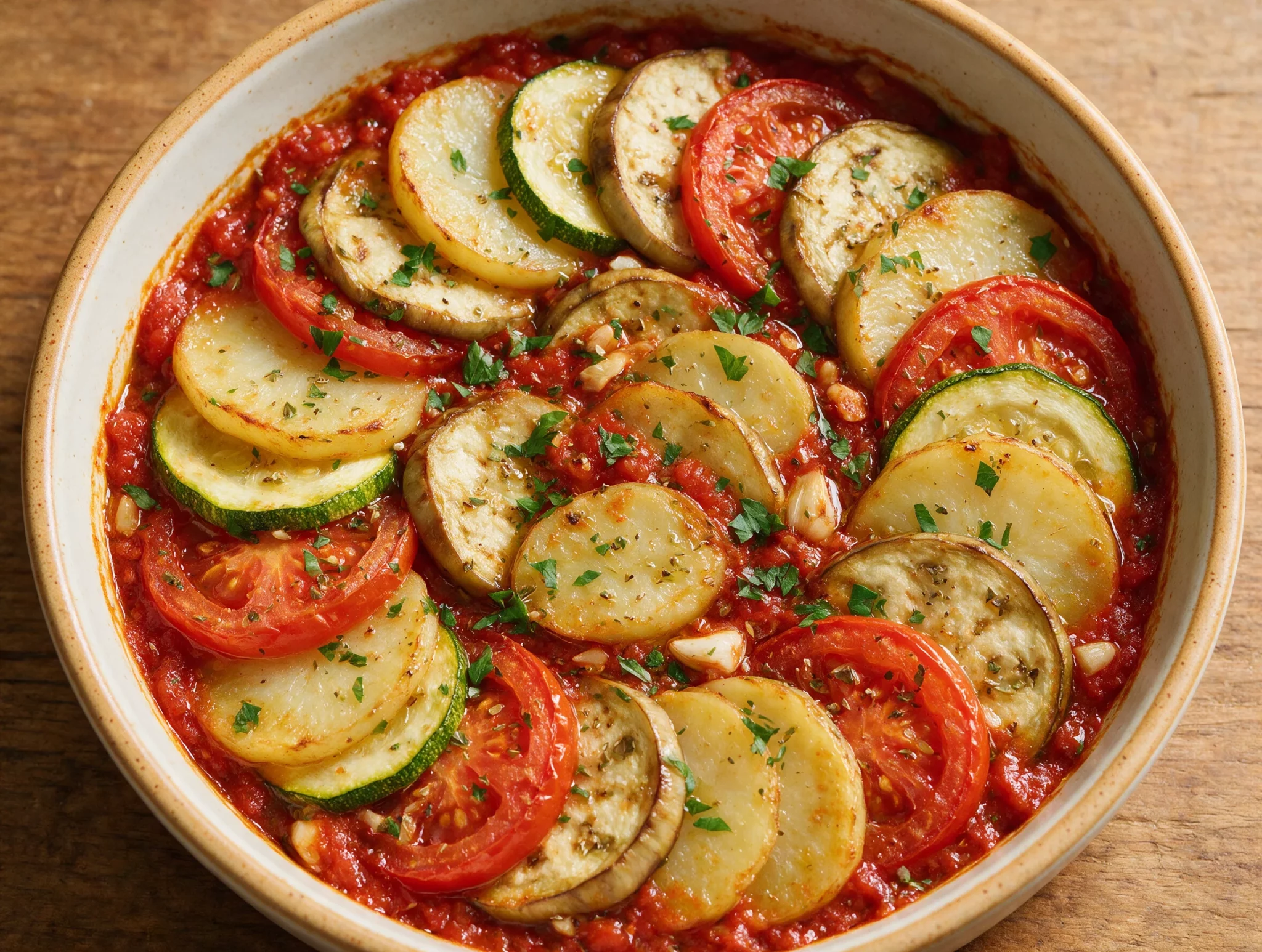 Greek Briam Roasted Vegetables with Tomato Sauce