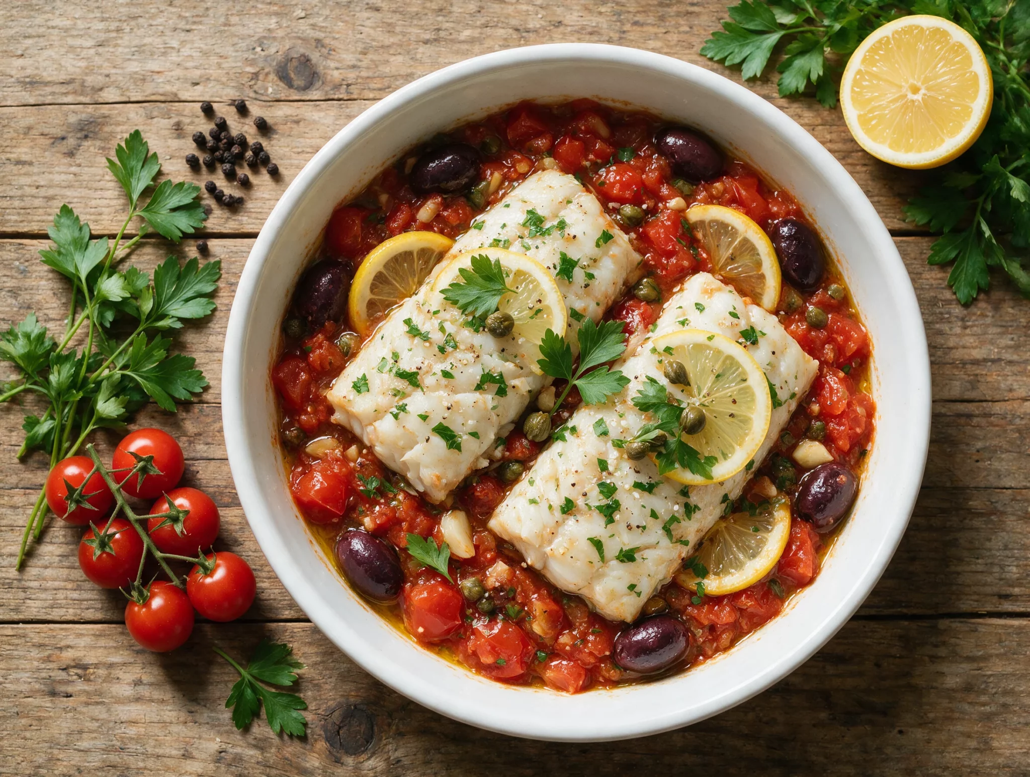 Easy Mediterranean Baked Cod with Lemon and Capers