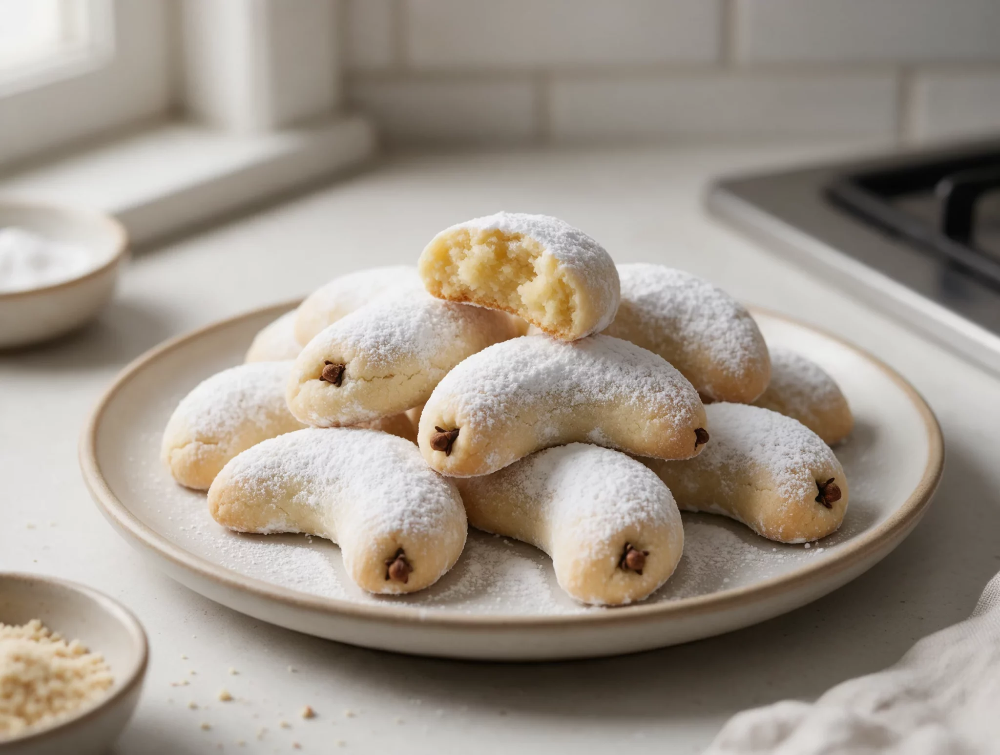 Soft Greek Almond Cookies (Amygdalota) with Cloves