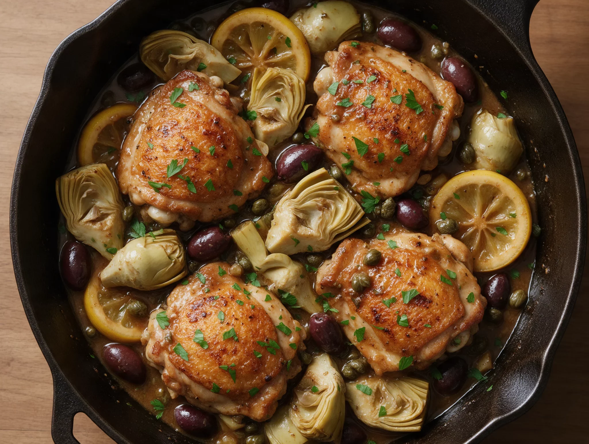 Mediterranean Skillet Chicken with Artichokes and Lemon