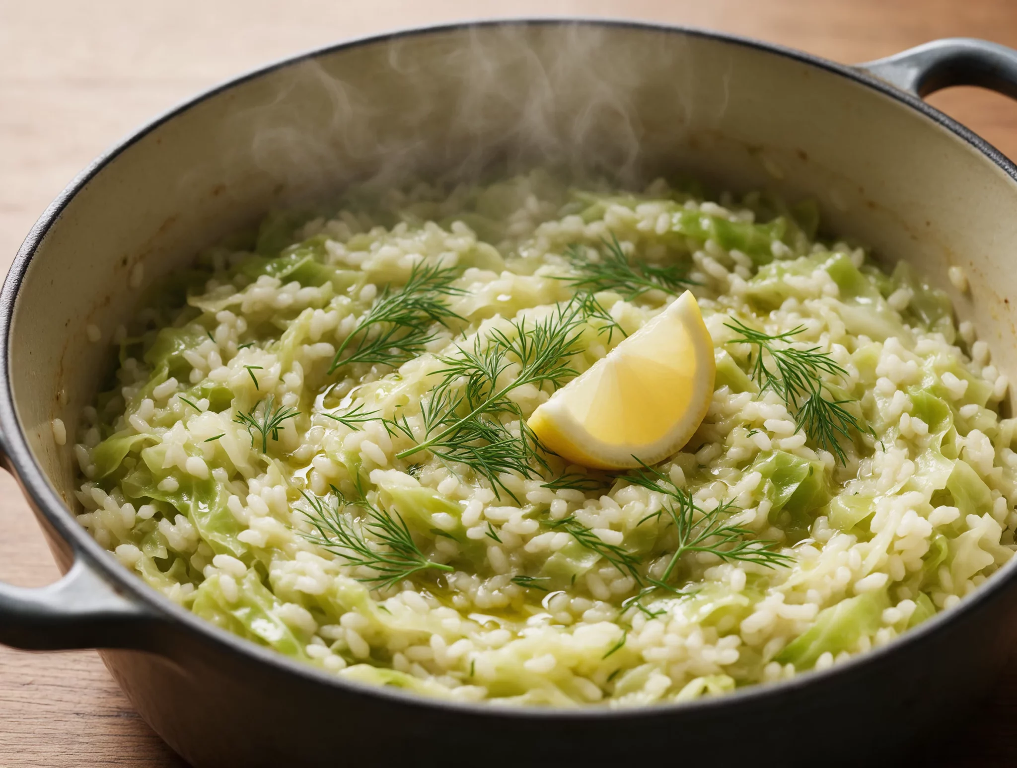 Greek Cabbage Rice (Lahanorizo) with Lemon and Dill