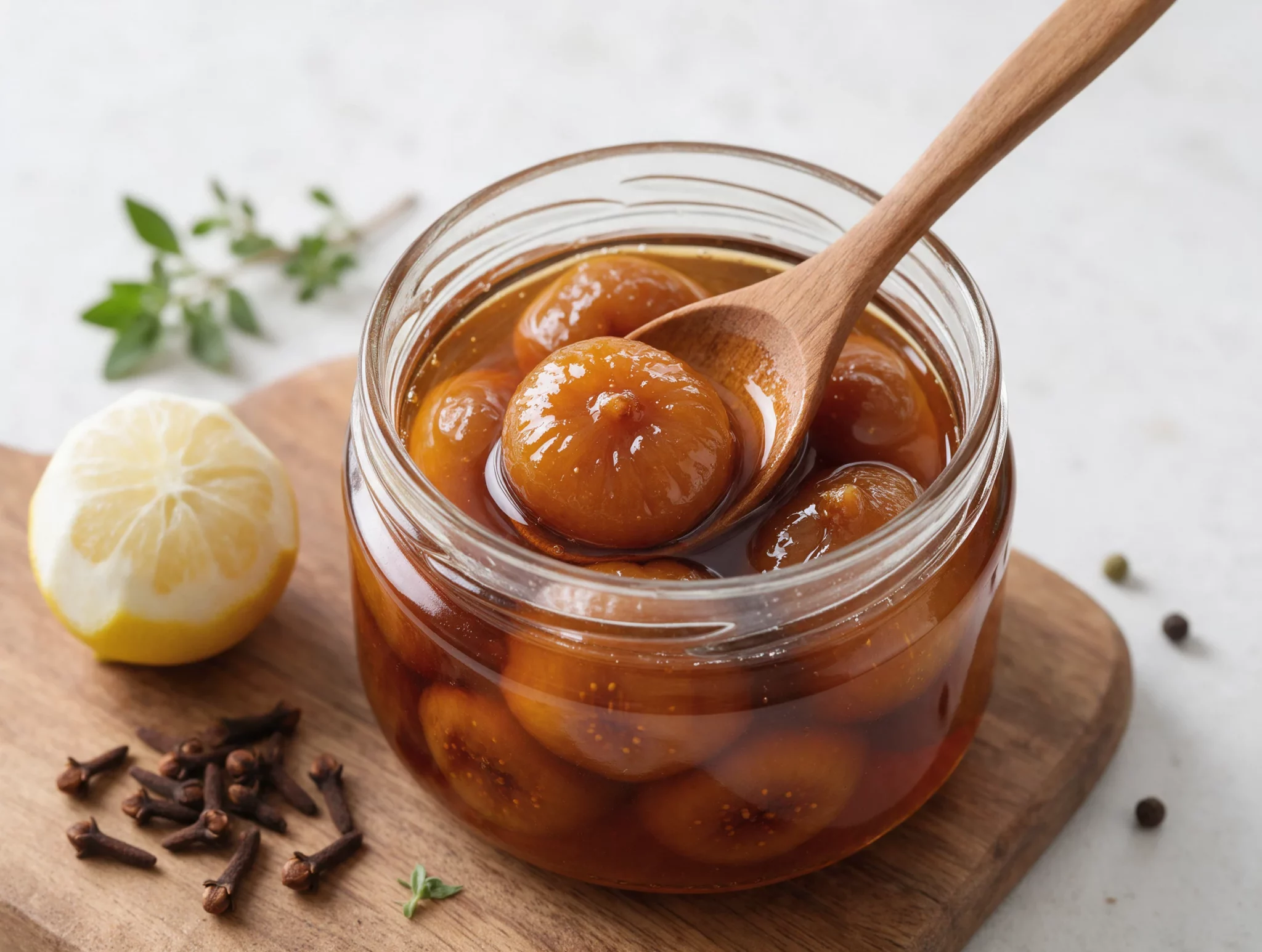 Traditional Cypriot Fig Spoon Sweet with Lemon and Cloves