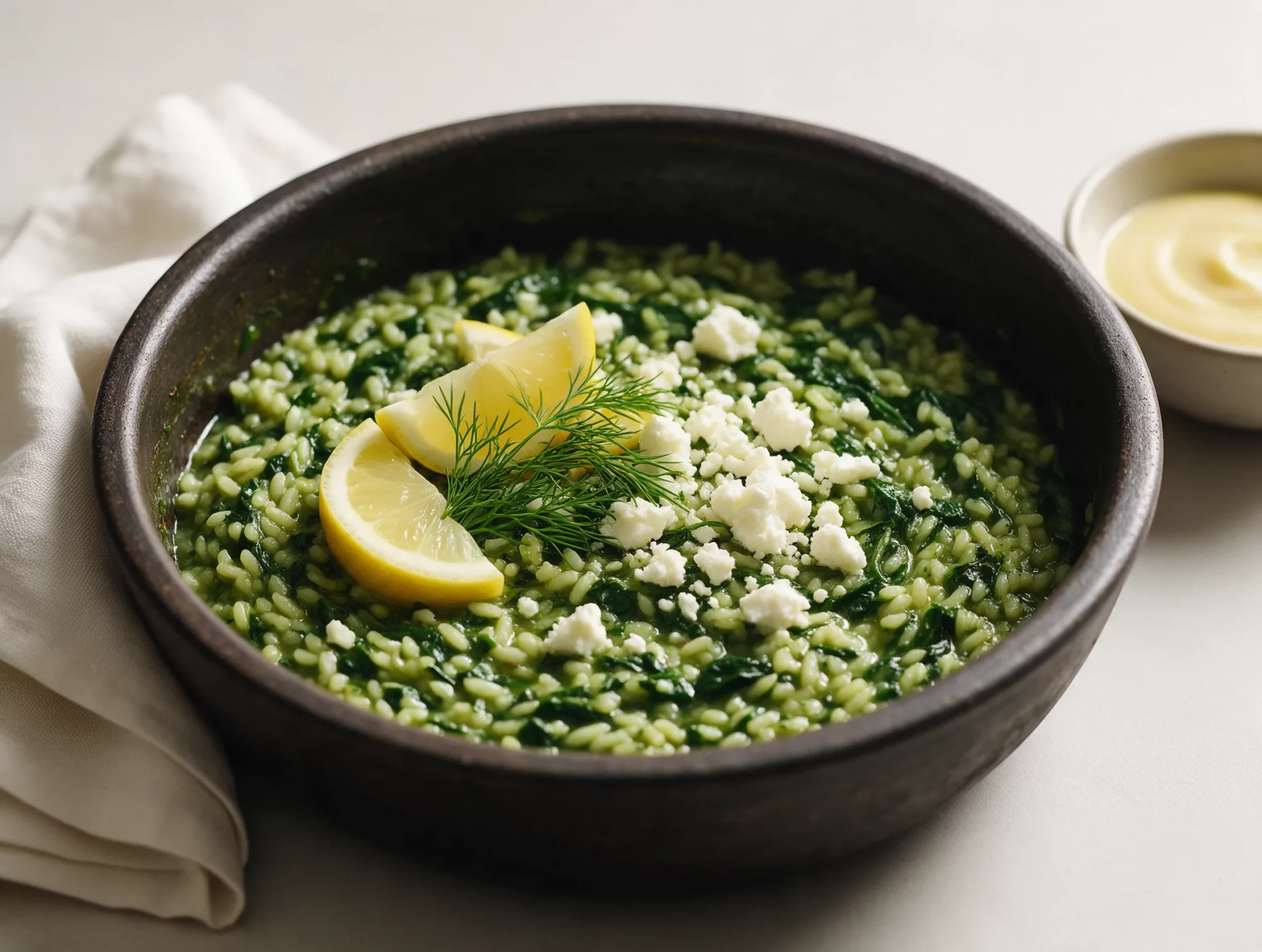 Simmered Greek Spinach Rice Spanakorizo with Lemon