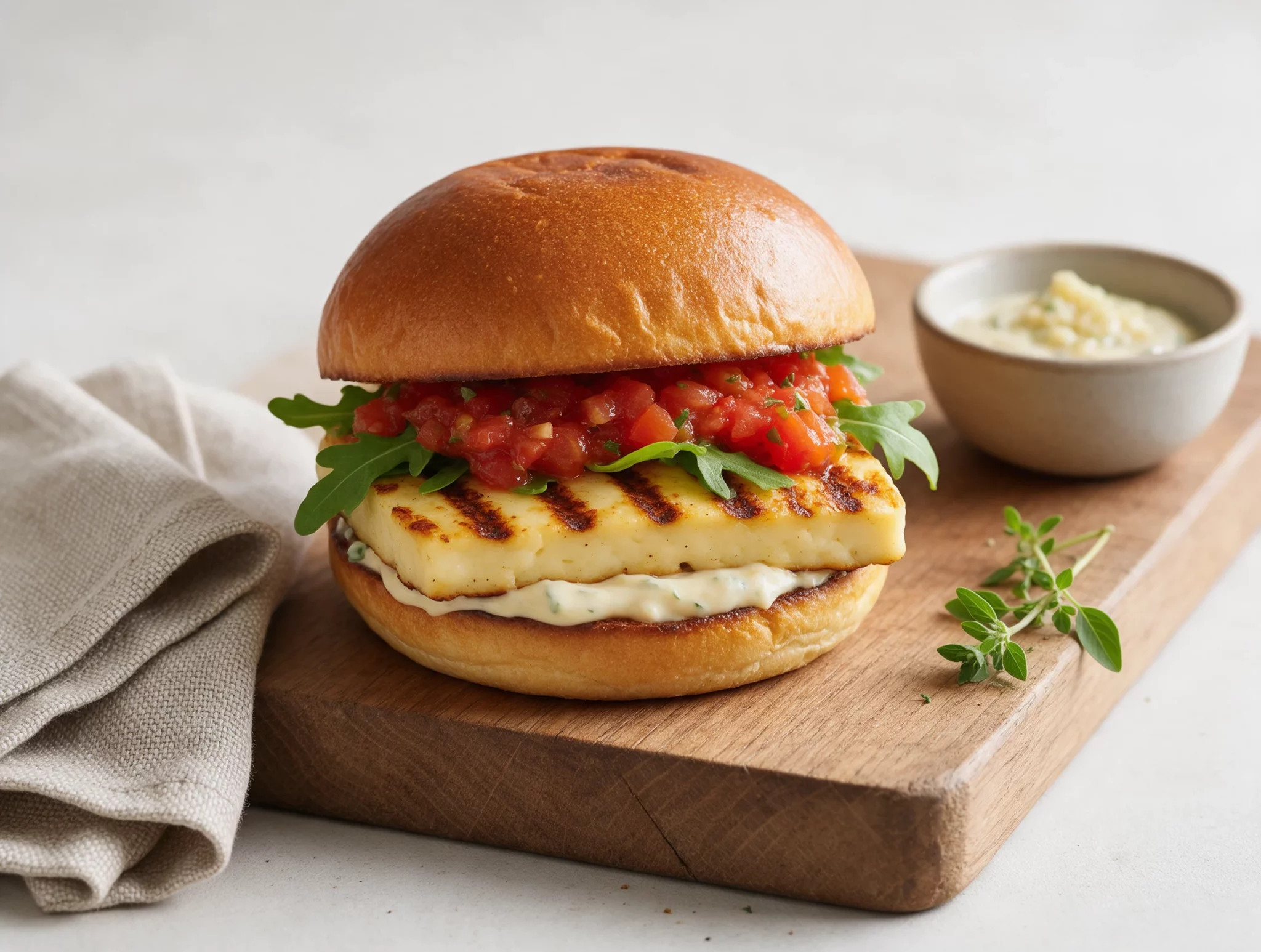 Easy Grilled Halloumi Burgers with Fresh Tomato Relish