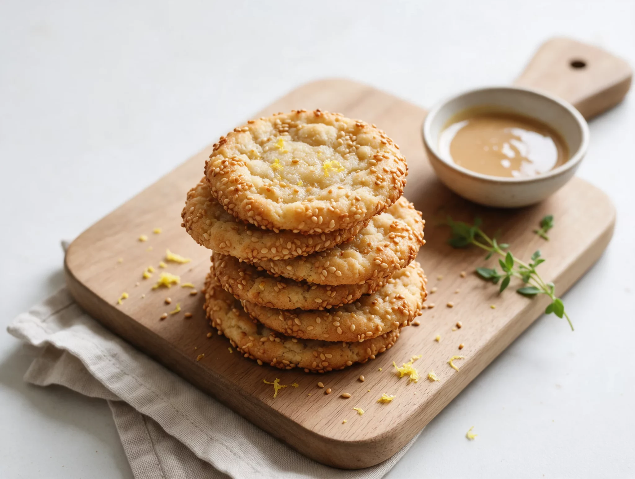 Chewy Tahini Lemon Cookies with Toasted Sesame