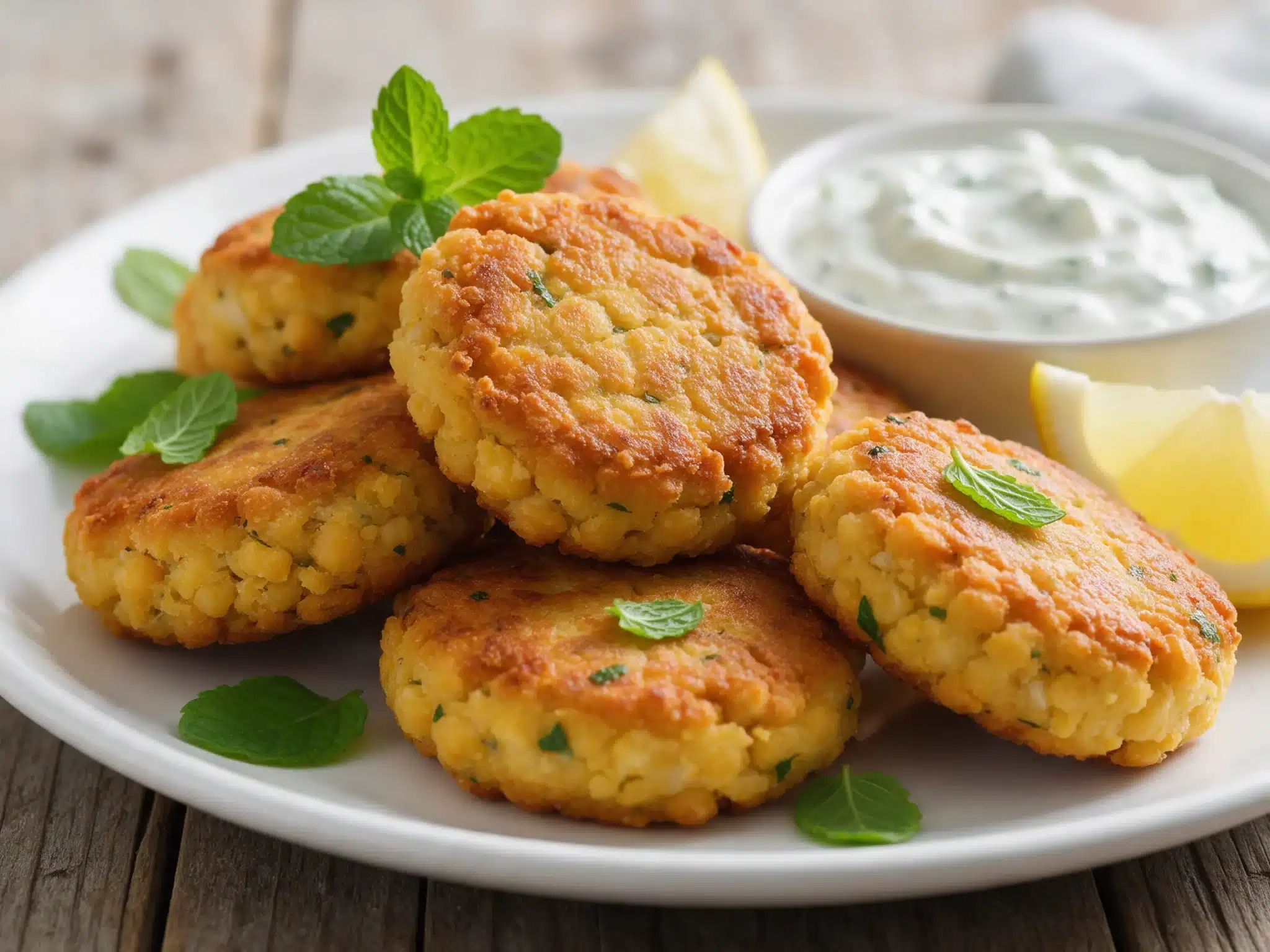 Pan-Fried Rhodes Chickpea Fritters (Pitaroudia) with Mint