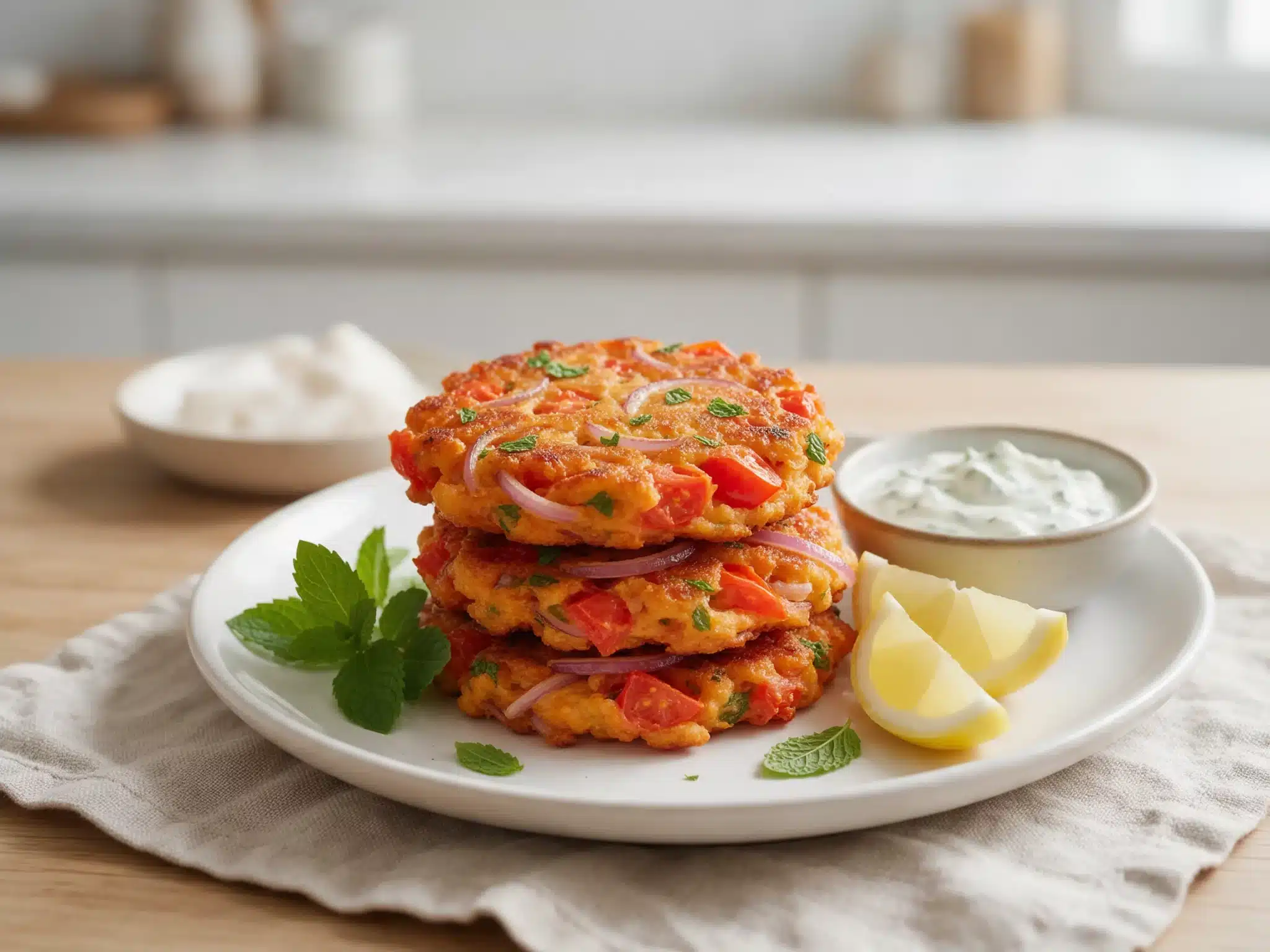 Santorini Tomato Fritters with Fresh Mint and Red Onion