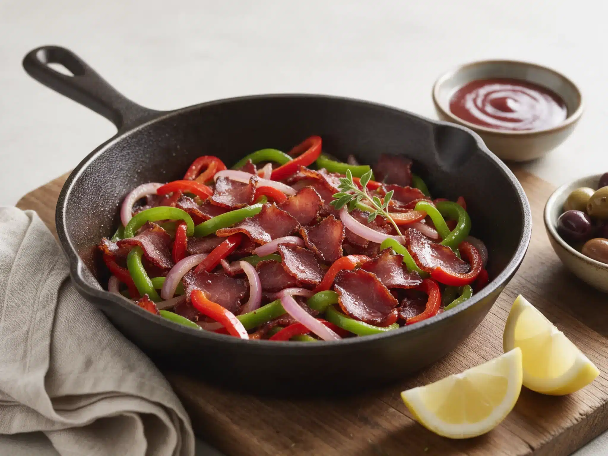 Pan-Fried Cretan Apaki: Smoked Pork with Sweet Peppers
