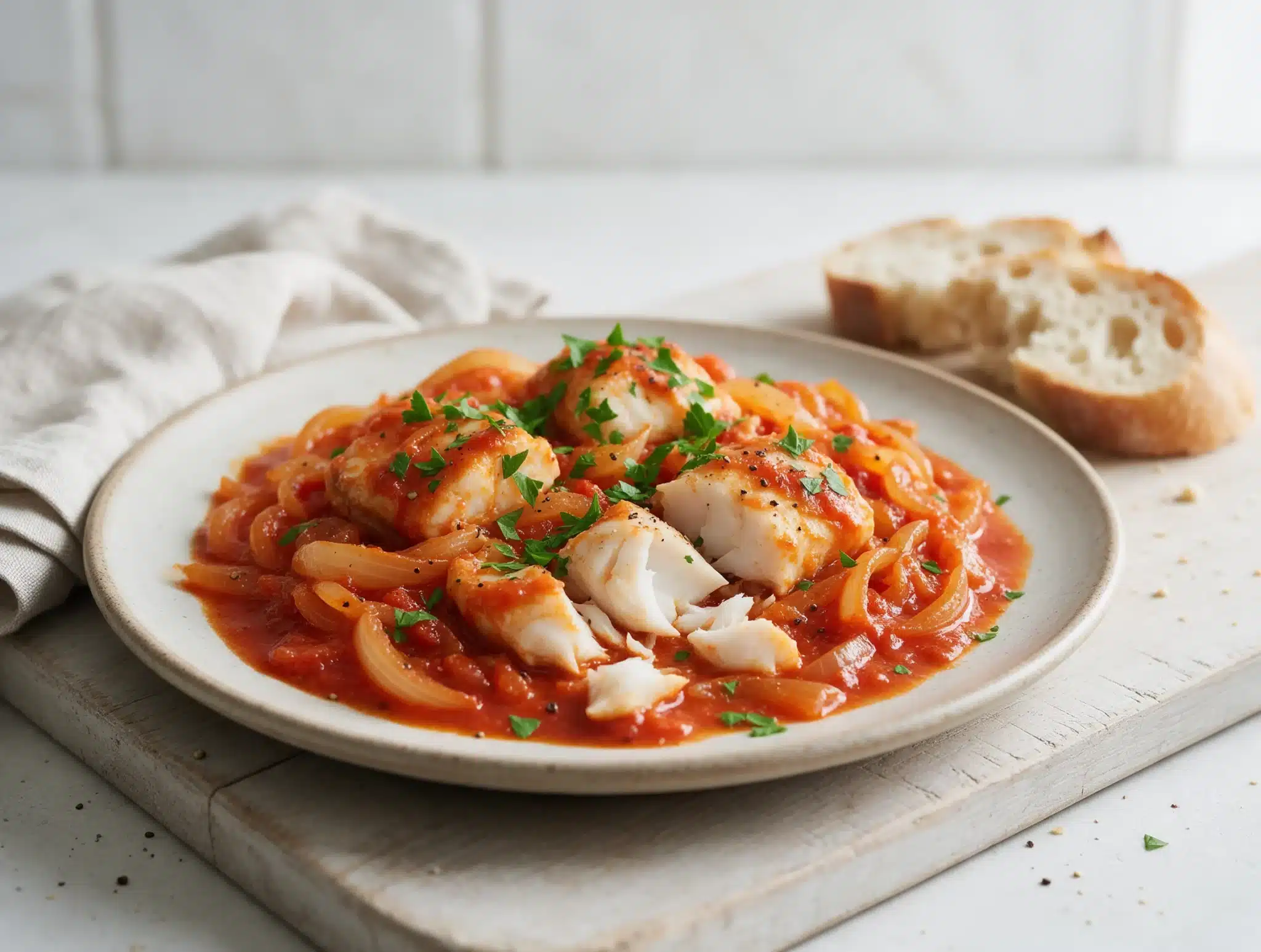 Corfu Fish Stew (Bourdeto) with Paprika and Onions
