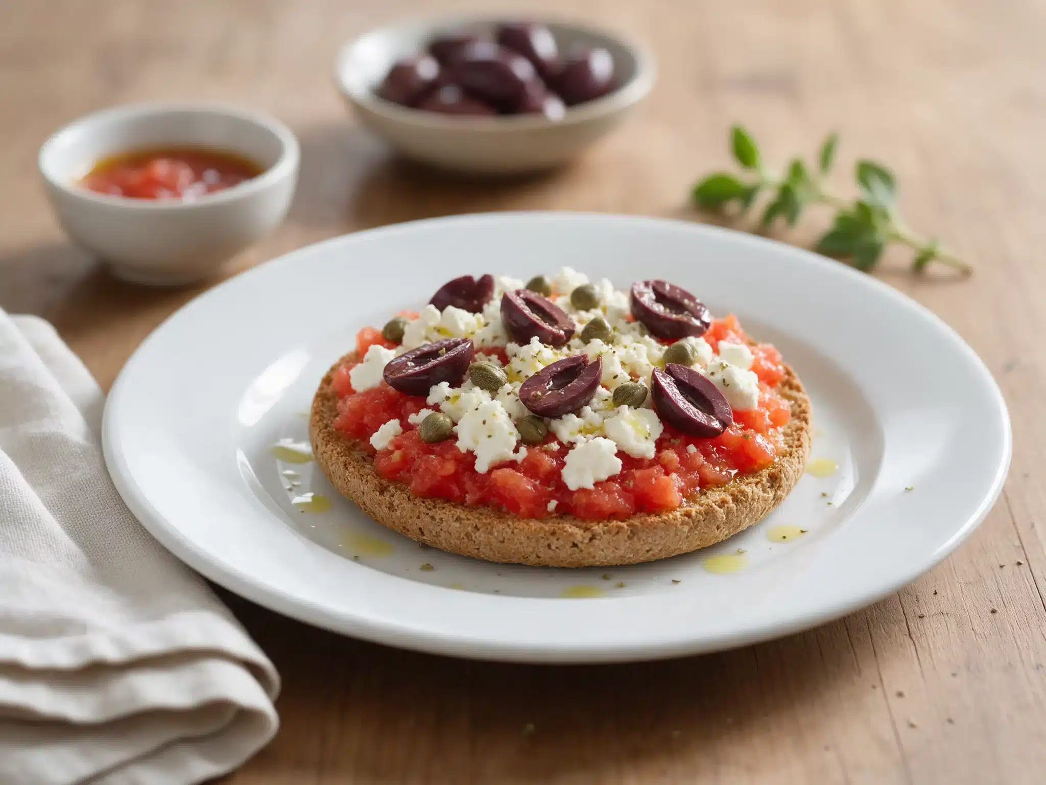 Cretan Dakos with Grated Tomato, Feta and Barley Rusks