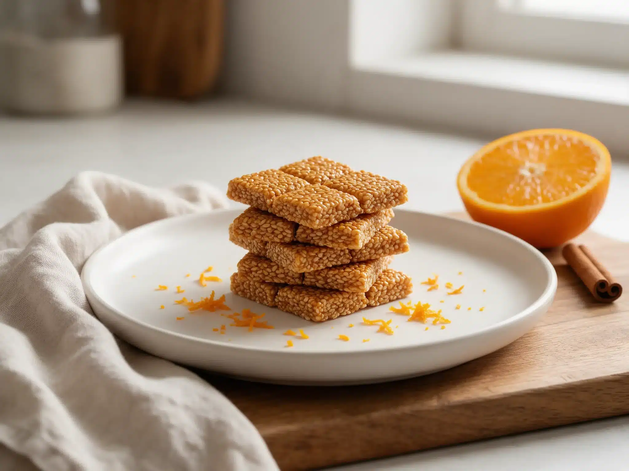Melekouni: Rhodes Honey and Sesame Bars with Orange